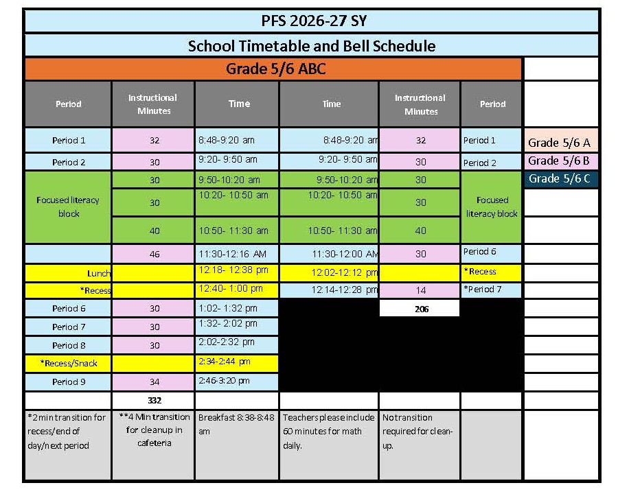 PFS-Schedule-Grade 5-6-2026-2027